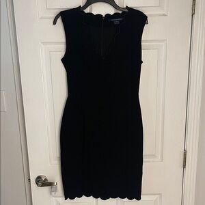 French Connection Black Scalloped Mini Dress